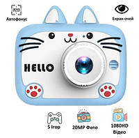 Дитячий фотоапарат X900 Cat, блакитний (4-кратний зум, акумулятор 400 мАг, відео 1080HD, фото 20МП), фото 2