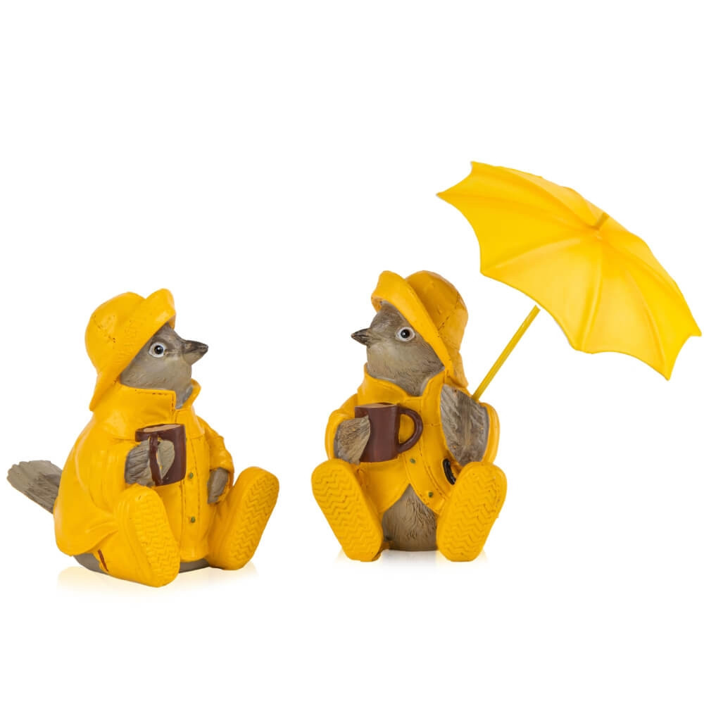 Набір декоративних яскравих статуеток птахів "Дощовий ранок" з полістоуну висота 14,5 см, фото 1