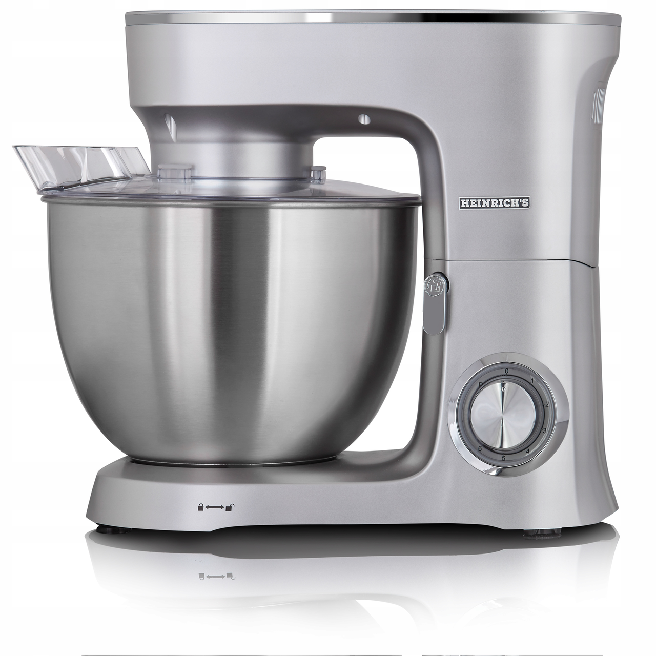 Планетарний міксер HEINRICH'S HKM 8078 SILBER 8л 1400Вт тістоміс кухонний комбайн для замісу тіста, Срібний