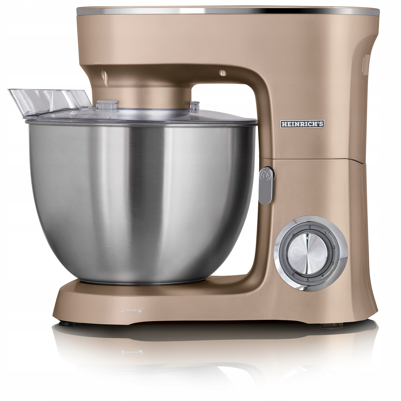 Планетарний міксер HEINRICH'S HKM 8078 GOLD 8л 1400Вт тістоміс кухонний комбайн для замісу тіста, Золотий