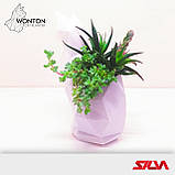 Горщик для квітів декоративний настільний "Кішечка" / Квітковий горщик пластиковий для дому, фото 3