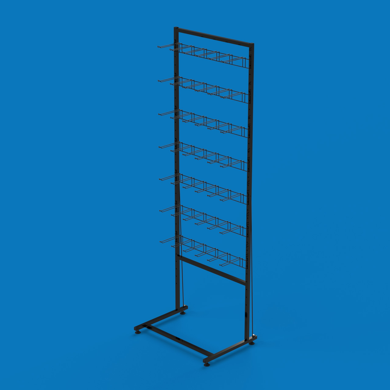 Стійка торгова Єва-60 на 7 секцій подвійних гачків (чорна)