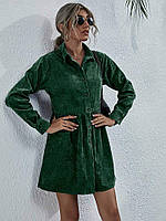 Женское элегантное вельветовое платье мини,42/44 46/48 ,ткань микровельвет Мод 344