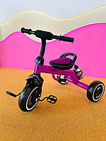 Дитячий велосипед триколісний Turbo Trike 3648 фіолетовий, колеса світяться, є тримач та пляшечка, 1,5-3 роки
