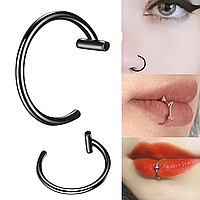 Пирсинг кольцо обманка для носа уха губы клипса колечко септум каффа (Черный)