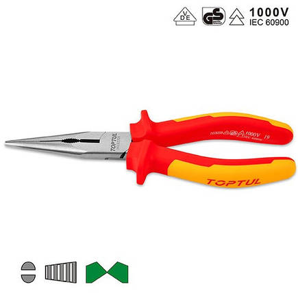 Довгогубці діелектричні 8" 1000V VDE TOPTUL DGCB2208, фото 1