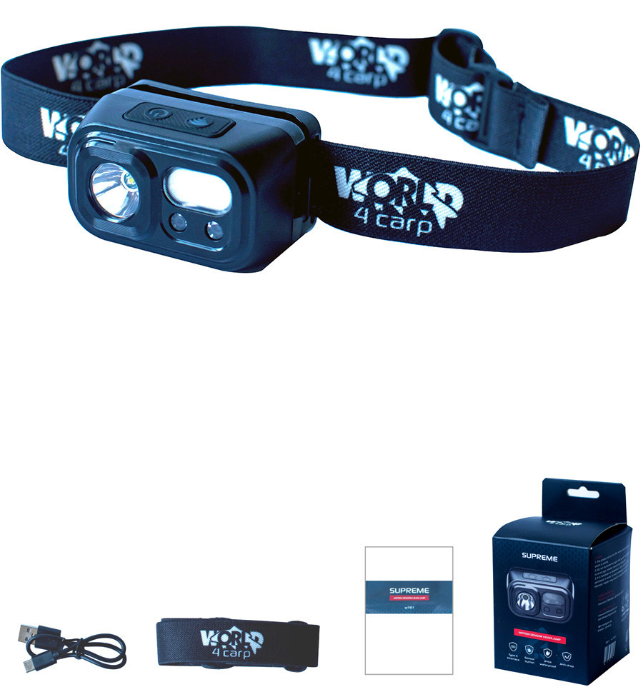 Налобний ліхтар World4Carp SUPREME headlamp на акумуляторі з датчиком руху 220 lm