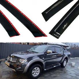 Дефлектори вікон, вітровики на Mitsubishi L 200 2006-2015 (скотч) HIC