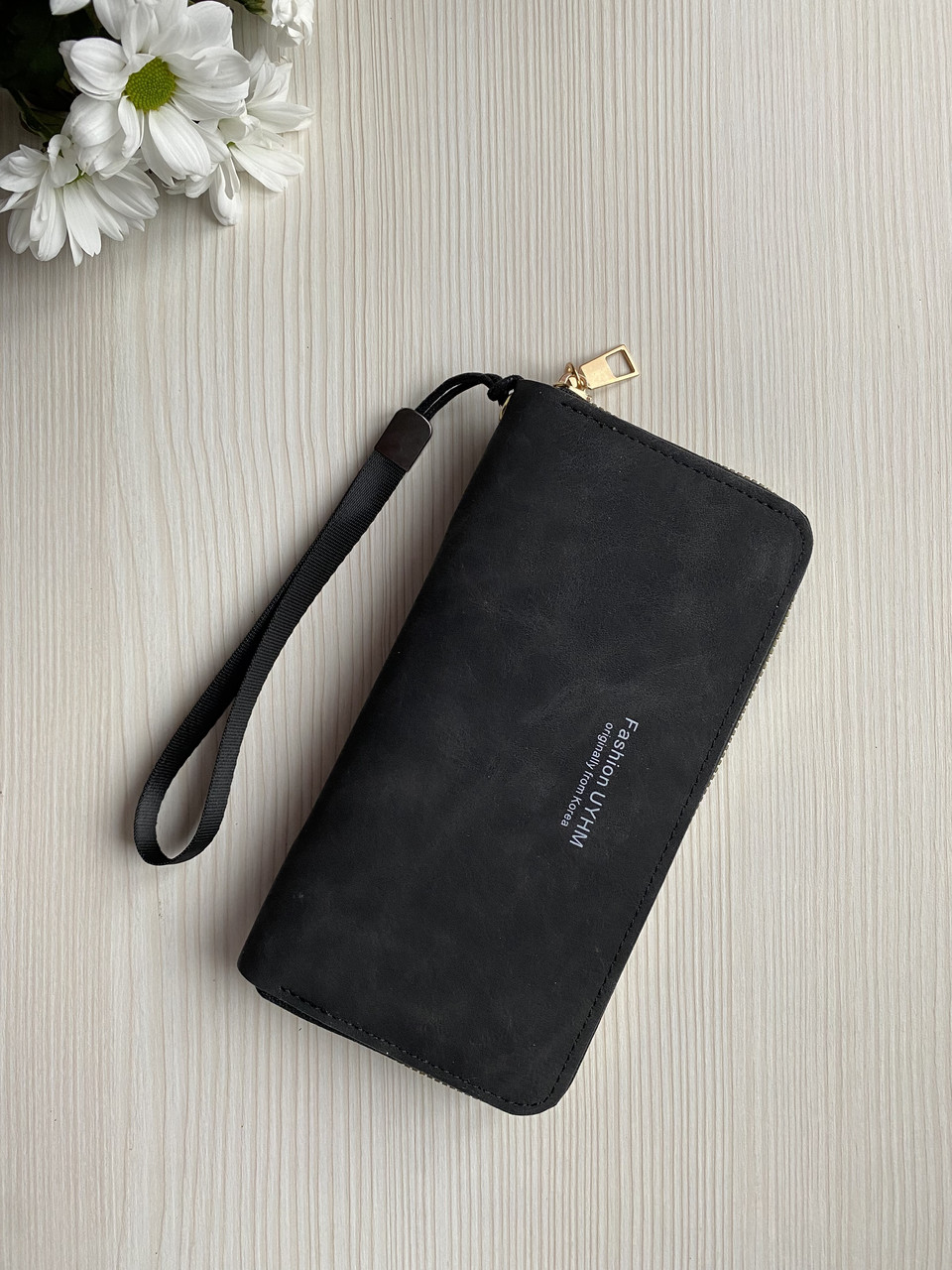 Жіночий гаманець портмоне екокожа чорний матовий
