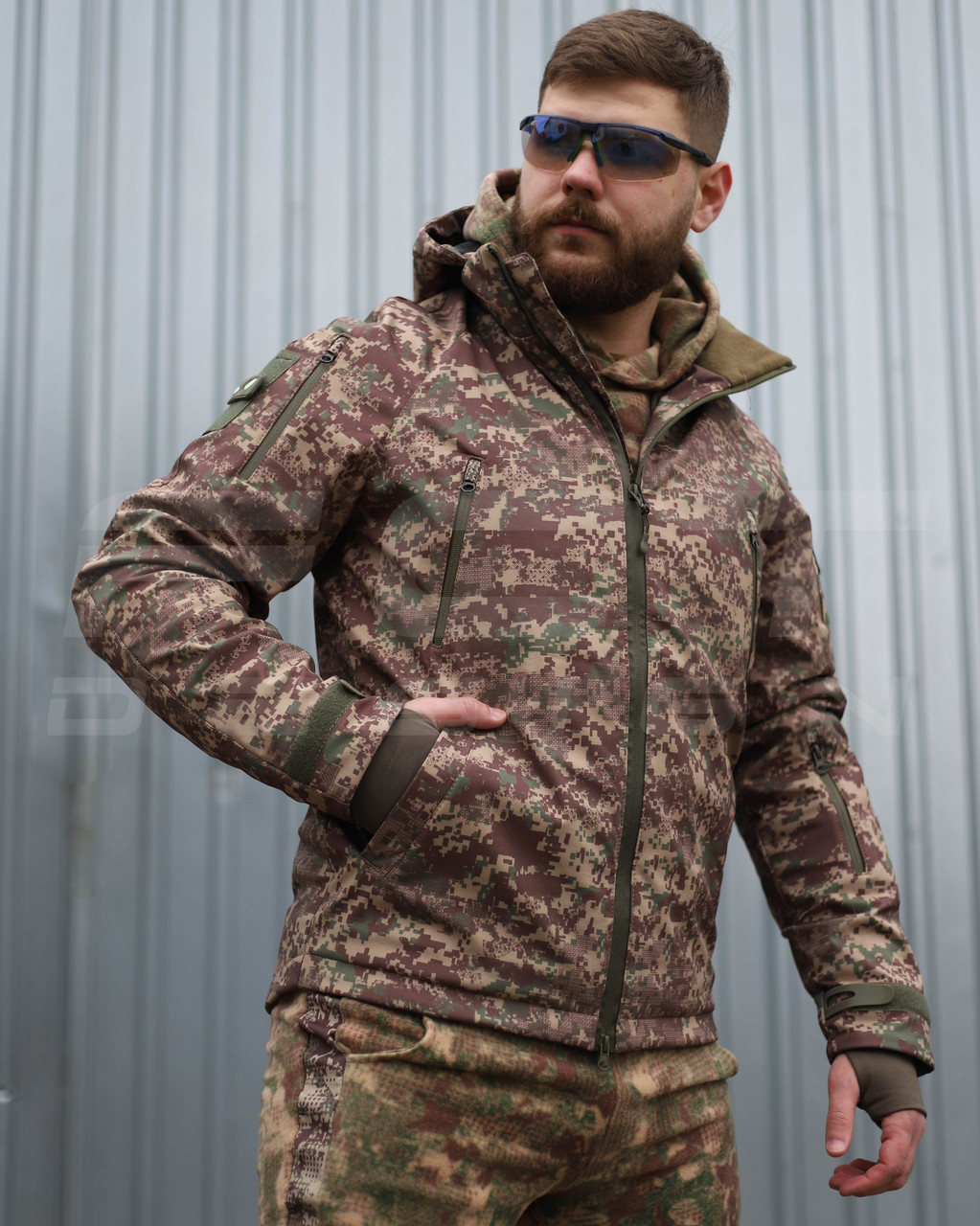 Куртка Хантер Софтшелл фліс на сітці Хижак Піксель G-0822