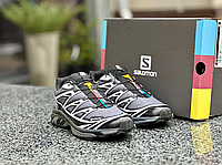 Мужские кроссовки Salomon XT-6 black grey Обувь Саломон Гортекс серые с черным текстиль весна осень
