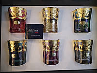 ArtDecor Набір склянок для віскі (6шт) з золотом різнокольорові