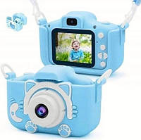Дитячий фотоапарат ET015 Cat, блакитний (Дисплей 2 дюйми, Камера 20 мп, Акумулятор 600 мАг), фото 3