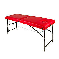Складной массажный стол автомат 190х70 см с вырезом для лица, Красная кушетка для массажа с регулировкой