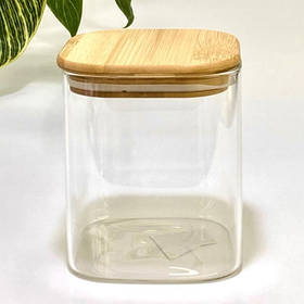 Банка для сипучих з бамбуковою кришкою 900 мл, 10*12 см (Olens) Башта-бамбук 102-380