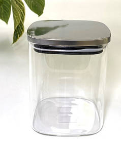 Банка для сипучих із металевою кришкою 900 мл, 10*12 см (Olens) Сталева башта 102-357
