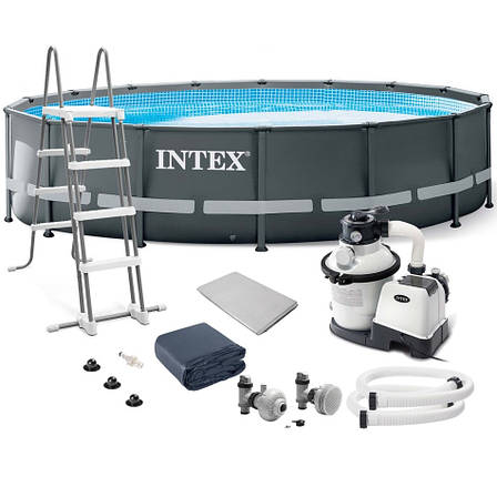 Каркасний басейн Intex 26326 (488x122 см) (Пісочний фільтр-насос 4 000 л/год, драбина, тент, підстилка), фото 1