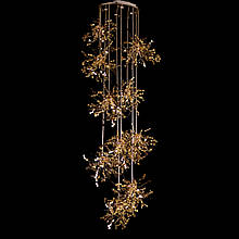 Велика металева люстра на 9 підвісів 27 лампочок G9 золото 95х400 см