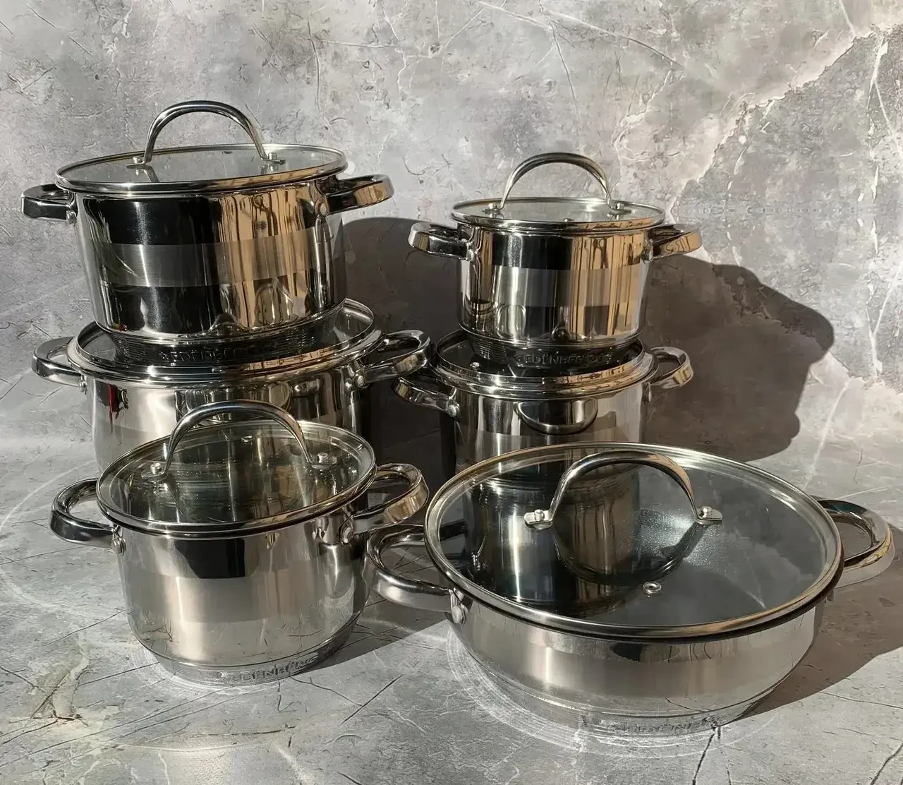 Набір посуду з нержавіючої сталі Edenberg  12 предметів EB-2119