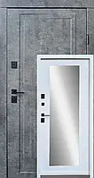 Входная дверь Qdoors Ультра Мироу мрамор темный/ белая эмаль+зеркало