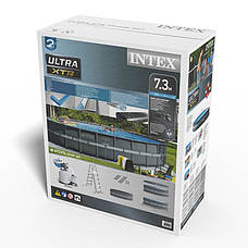 Каркасний басейн Intex 26340 (732x132 см) (Пісочний фільтр-насос 8000 л/год, драбина, тент, підстилка), фото 3