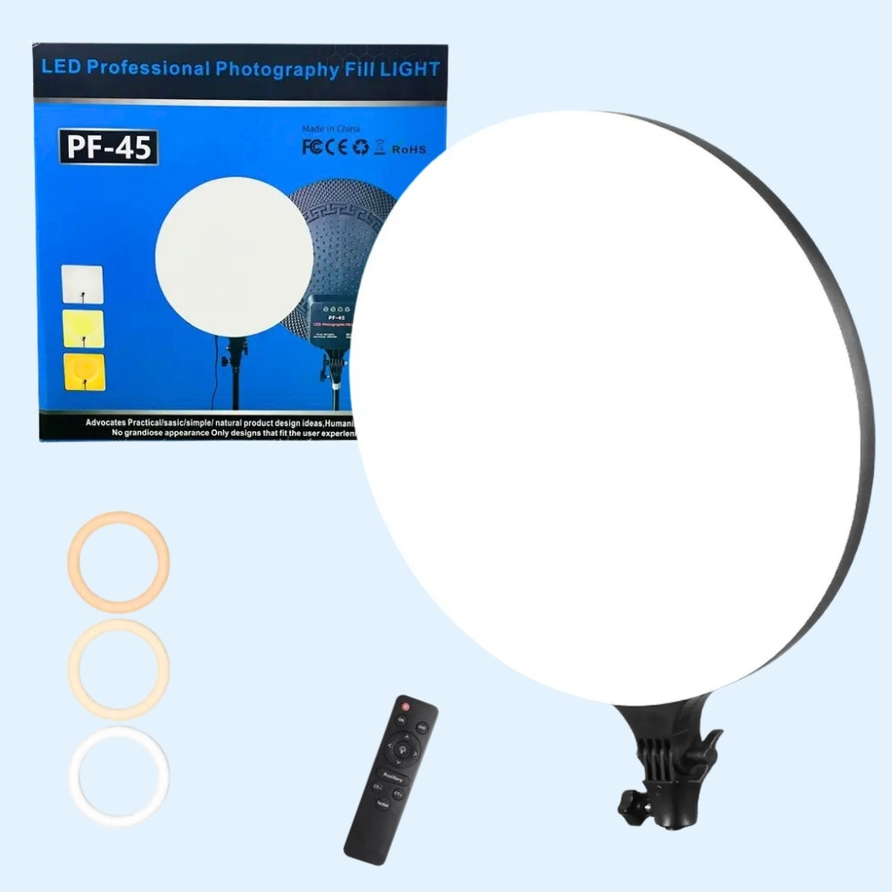 Кругла світлодіодна лампа з пультом LED Fill Light PF-45 професійне відеосвітло 45см для блогерів, фото 1