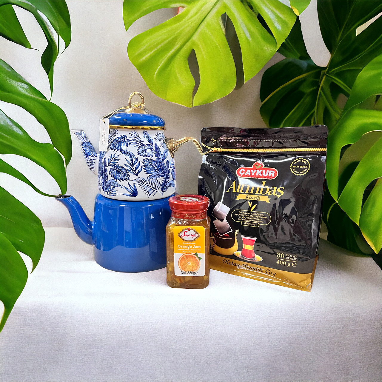 Подарунковий набір "Чарівний Чай" для цінителя чаю, Турецький чайник з чорним чаєм та апельсиновим джемом, фото 1