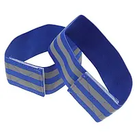 Светоотражающая лента (повязка) на липучке для одежды. Синяя