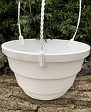 Кашпо підвісне з гачком 3,7 л біле 23см, фото 2