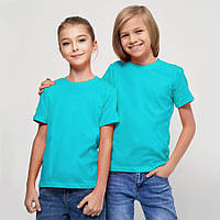 Детская футболка JHK, базовая, однотонная, для мальчика или девочки, бирюзовая, размер 110, на 5/6 лет