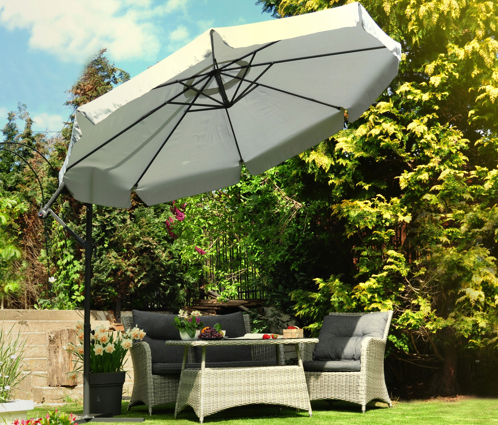 Складной садовый зонт с боковым удлинителем Plonos Серый (4230) Б2626-а - фото 3 - id-p2100697448