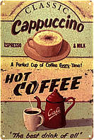 Металлическая табличка / постер "Классический Капучино / Classic Cappuccino" 20x30см (ms-001990)
