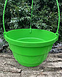Підвісний квітковий горщик круглий 3,7л салатовий 23см, фото 3