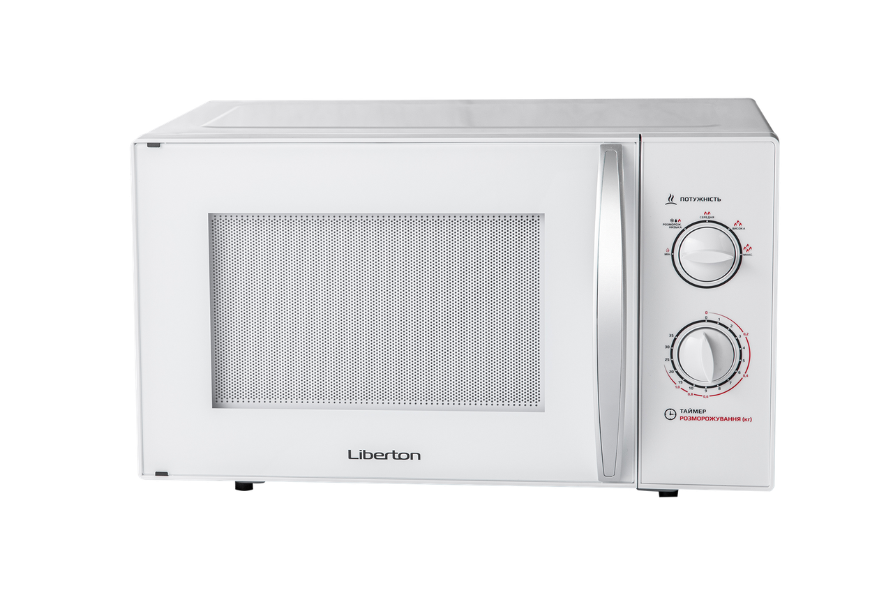 Мікрохвильова піч LIBERTON LMW-2380M White, 800 Вт, Рівні потужності 5, Об'єм 23 л, механічне, колір білий