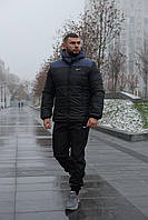 Удобный мужской черно синий костюм Nike куртка + штаны, зимний комплект Найк + барсетка и перчатки в подарок