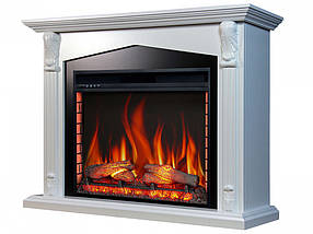 Підлоговий електрокамін обігрівач з пультом, камінокомплект з порталом ArtiFlame PRAGA AF33 білий, фото 2