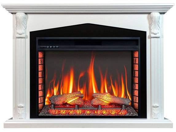 Підлоговий електрокамін обігрівач з пультом, камінокомплект з порталом ArtiFlame PRAGA AF33 білий, фото 1