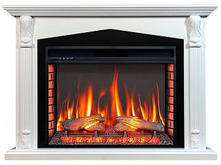 Підлоговий електрокамін обігрівач з пультом, камінокомплект з порталом ArtiFlame PRAGA AF33 білий