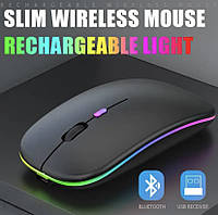 Беспроводная Bluetooth мышка для компьютера, 2.4G блютуз-мышка с подсветкой RGB