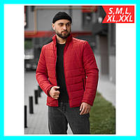 Мужская стильная красная стеганная демисезонная куртка Memoru, Мужская весенняя повседневная короткая куртка