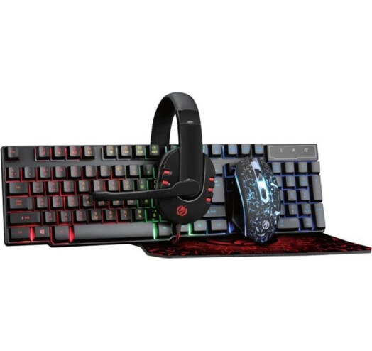 Ігровий набір з підсвіткою RGB (клавіатура+миша+навушники+килимок) Piko GX200 USB Black, фото 1