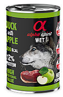 Повнораціонний вологий корм Alpha Spirit Duck with Green Apple з качкою та зеленими яблуками для дорослих собак 400 г (as969985)