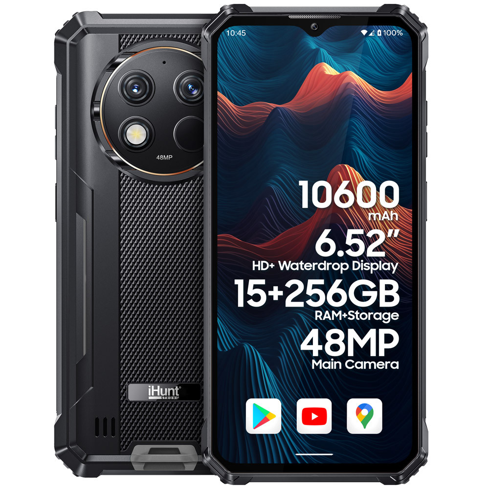 Протиударний телефон захищений водонепроникний смартфон iHunt Titan P15000 Ultra Black - 8/256 Гб, 10600 мАг