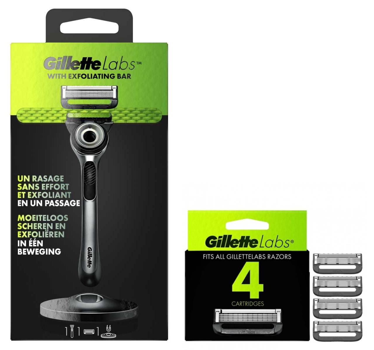 Бритва Gillette Labs з відлущувальною смужкою + магнітна підставка (1 кас.) + 4 касети 025701