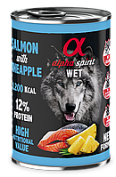Повнораціонний вологий корм Alpha Spirit Salmon with Pineapple з лососем та ананасами для дорослих собак 400 г (as969077)