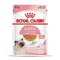 Влажный корм Royal Canin Kitten для котят в возрасте от 4 до 12 месяцев, кусочки в желе, 85 грх12 шт