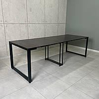 Большой стол трансформер LONG maxi 3,0 м Дуб Венге/Черный мет