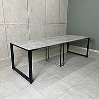Большой стол трансформер LONG maxi 3,0 м Индастриал / Черный мат