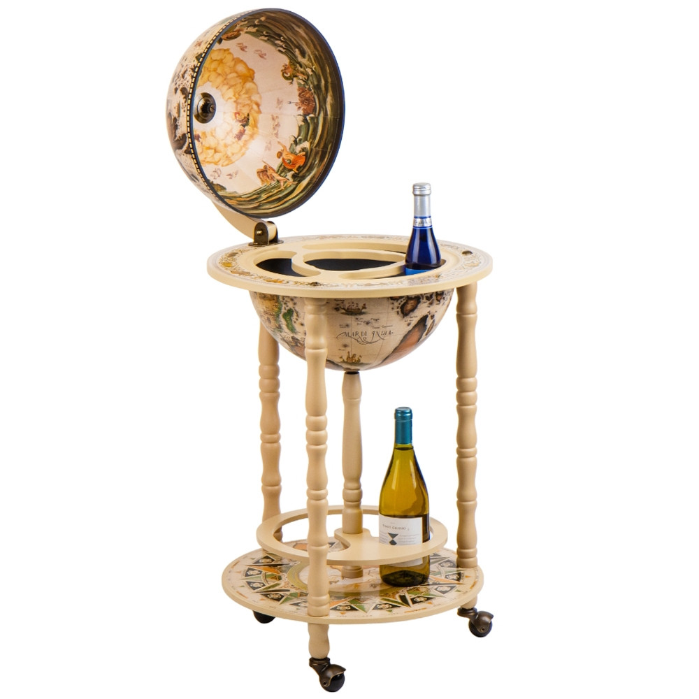 Декоративний глобус-бар підлоговий дерев'яний "Смакова Екваторія" діаметр сфери 330 мм, фото 1