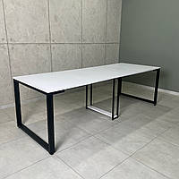 Большой стол трансформер LONG maxi 3,0 м Белая Аляска / Черный мат / Белое ПВХ
